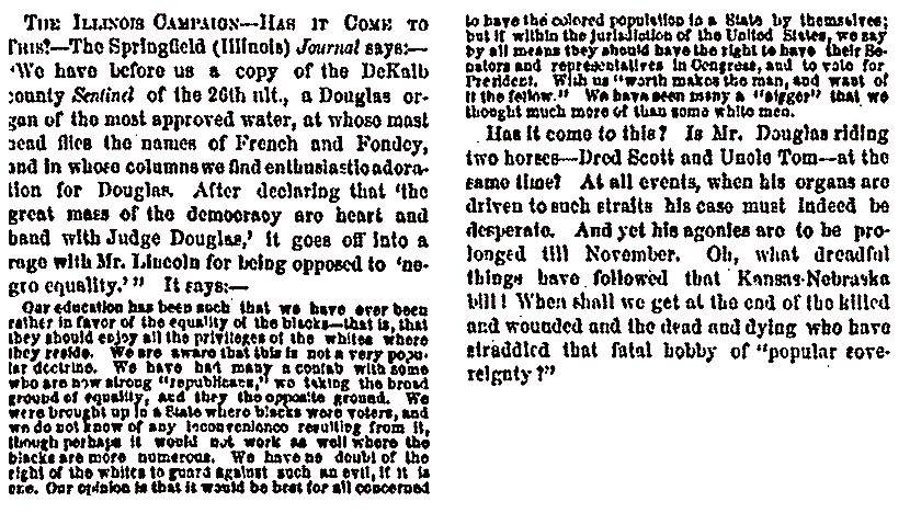 “The Illinois Campaign,” New York Herald, August 16, 1858