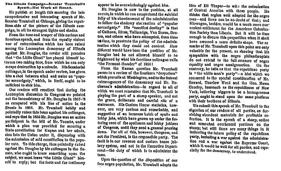 “The Illinois Campaign,” New York Herald, August 13, 1858