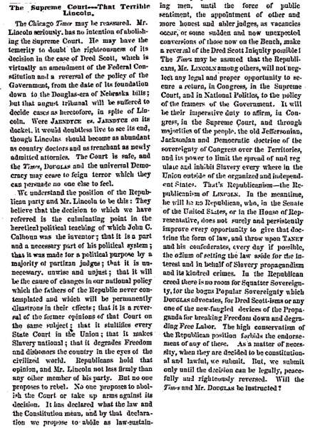 "The Supreme Court," Chicago (IL) Press and Tribune, July 16, 1858