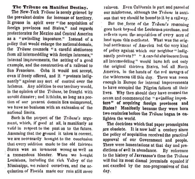 "The Tribune on Manifest Destiny," New York Times, July 10, 1858