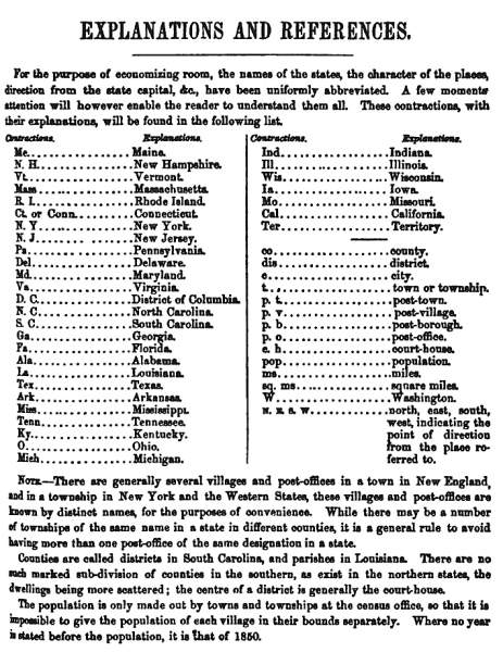 Fannings' Illustrated Gazetteer of the United States, Explanations and References Page