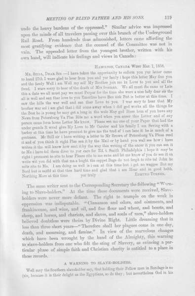Edmund Turner to William Still, March 1, 1858