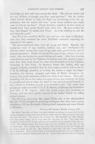 Agnes Willis to William Still, January 28, 1856 (Page 1)