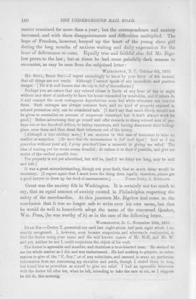 Jacob Bigelow (William Penn) to William Still, November 10, 1855 (Page 1)