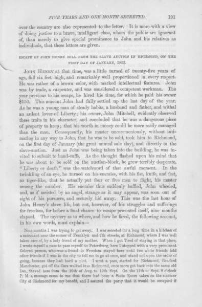 John Henry Hill to William Still, 1853 (Page 1)
