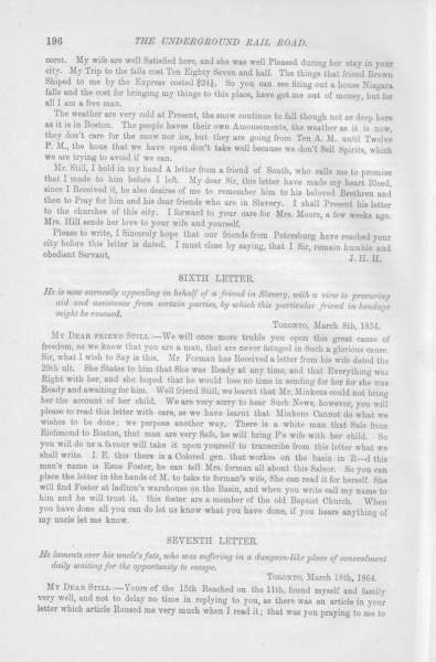 John Henry Hill to William Still, March 18, 1854 (Page 1)