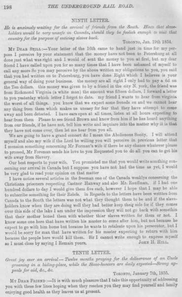 John Henry Hill to William Still, January 19, 1854