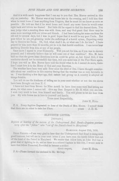 John Henry Hill to William Still, August 15, 1856