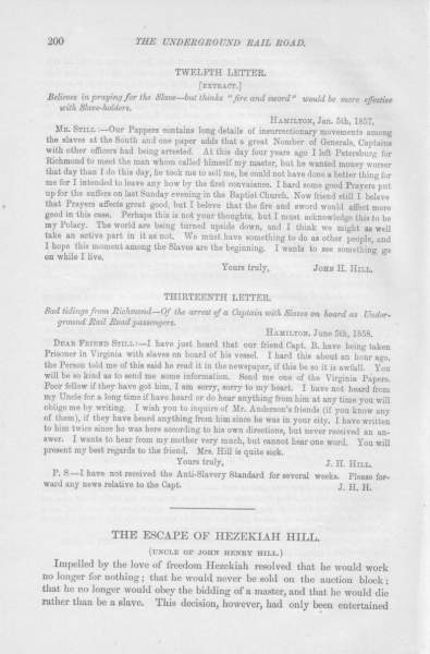 John Henry Hill to William Still, January 5, 1857