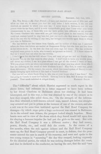 Harriet Eglin to William Still, July 31, 1856