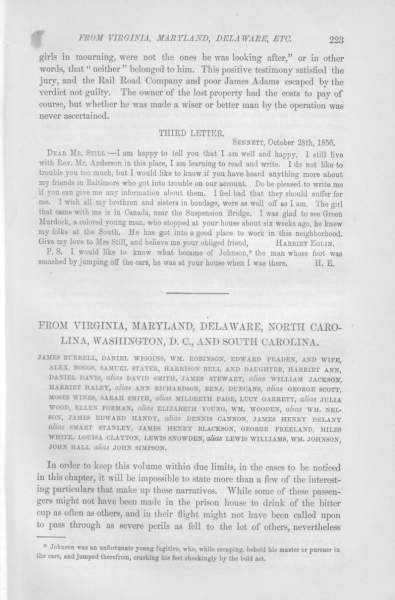 Harriet Eglin to William Still, October 28, 1856