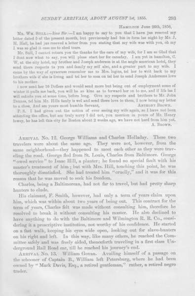 Anthony Brown to William Still, June 26, 1856