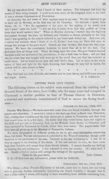 Levi Coffin to William Still, May 11, 1851 (Page 1)
