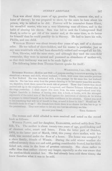 Thomas Garrett to James Miller McKim and William Still, May 11, 1856