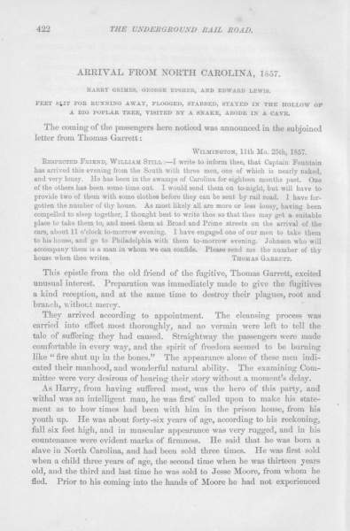 Thomas Garrett to William Still, November 25, 1857