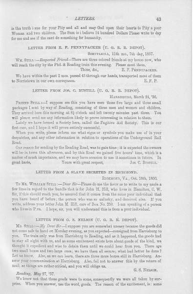 G. S. Nelson to William Still, May 27, 1857 (Page 1)
