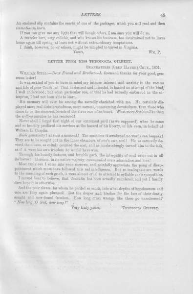 Miss Theodocia Gilbert to William Still, May 1, 1851