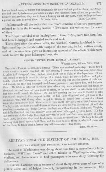 Thomas Garrett to William Still, August 25, 1858