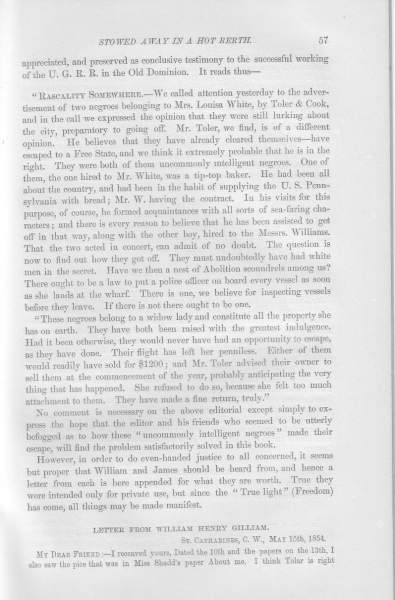 William Henry Gilliam to William Still, May 15, 1854 (Page 1)