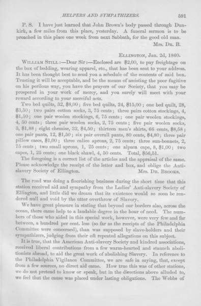 Mrs. M. Brooks to William Still, January 2, 1860