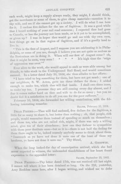 Abigail Goodwin to William Still, February 10, 1858