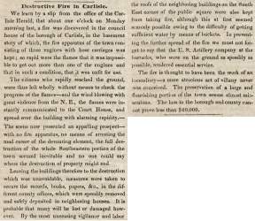 “Destructive Fire in Carlisle,” Harrisburg (PA) Democratic Union, March 26, 1845