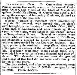 “Interesting Case,” (Bellows Falls) Vermont Chronicle, December 6, 1848