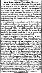 "New Law about Fugitive Slaves," (Columbus) Ohio State Journal, April 30, 1850