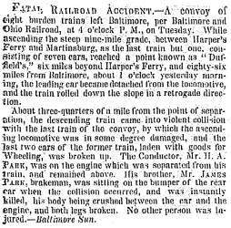 “Fatal Railroad Accident,” New York Times, March 10, 1854