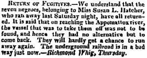 “Return of Fugitives,” Charleston (SC) Mercury, December 5, 1855