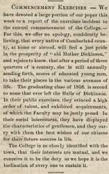 “Commencement Exercises,” Carlisle (PA) Herald,  July 14, 1858