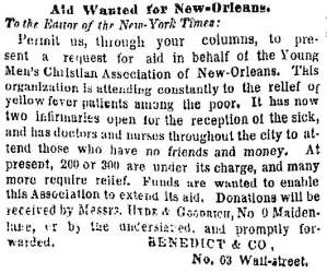 “Aid Wanted for New Orleans,” New York Times, September 11, 1858
