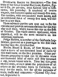 “Overland Route to Stockton,” (St. Louis) Missouri Republican, September 12, 1858