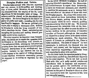 "Douglas Puffers and Valets," Chicago (IL) Press and Tribune, September 20, 1858