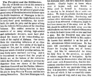 “The President and the Filibusters,” New York Times, November 23, 1858 (Page 1)