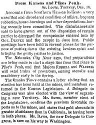 “From Kansas and Pikes Peak,” New York Times, December 15, 1858