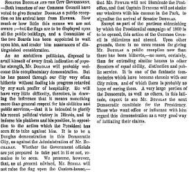 “Senator Douglas and the City Government,” New York Times, December 20, 1858