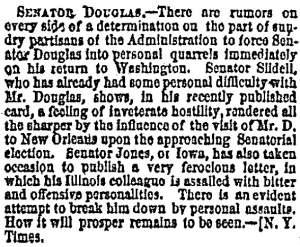 “Senator Douglas,” (St. Louis) Missouri Republican, December 31, 1858
