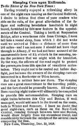 “Sleeping Cars upon Railroads,” New York Times, December 31, 1858