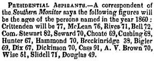 “Presidential Aspirants,” Charleston (SC) Mercury, January 10, 1859