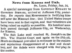 “News from Kansas and Utah,” New York Times, January 15, 1859