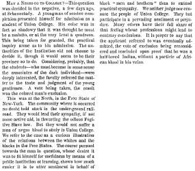 “May A Negro Go To College?,” New York Times, February 10, 1859