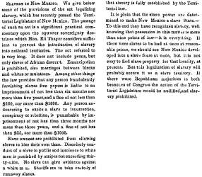 “Slavery in New Mexico,” Bangor (ME) Whig and Courier, March 17, 1859