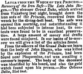 “Later from the Wreck of the Princess,” Memphis (TN) Appeal, March 27, 1859