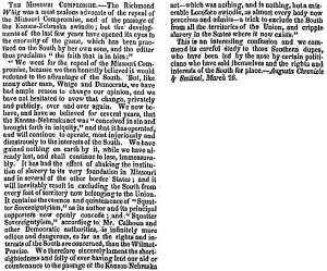 “The Missouri Compromise,” Charleston (SC) Mercury, March 30, 1859