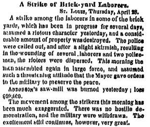 “A Strike of Brick-yard Laborers,” New York Times, April 29, 1859
