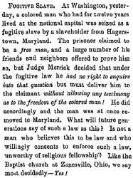 “Fugitive Slave,” Lowell (MA) Citizen & News, June 23, 1859