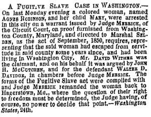 “A Fugitive Slave Case in Washington,” New York Times, June 25, 1859