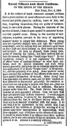 “Naval Officers and Their Uniform,” New York Herald, November 6, 1859