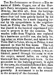 “The Re-Interment of Coppic [Coppoc],” Charlestown (VA) Free Press, January 12, 1860